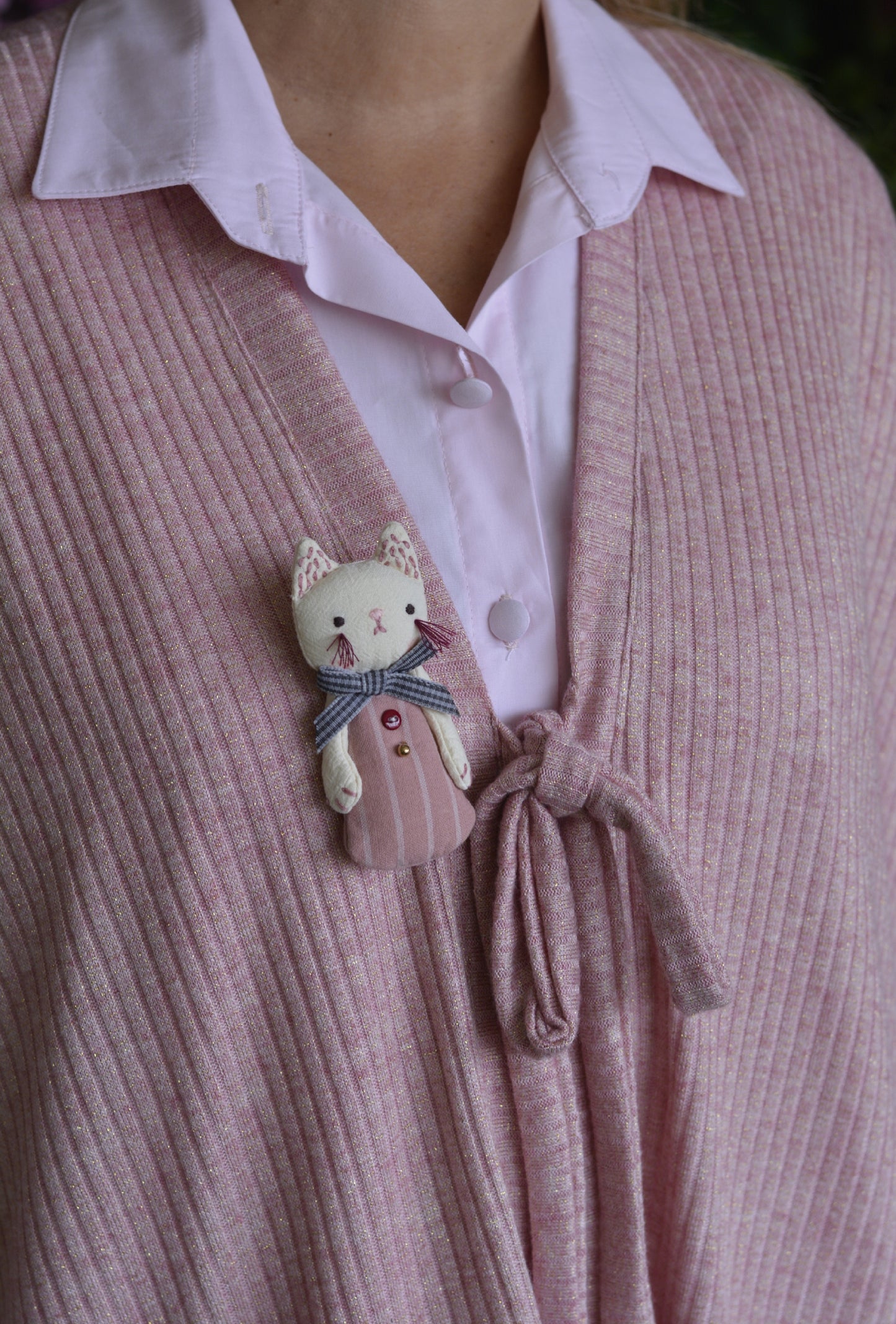 Kimono Rosa com Fio Dourado