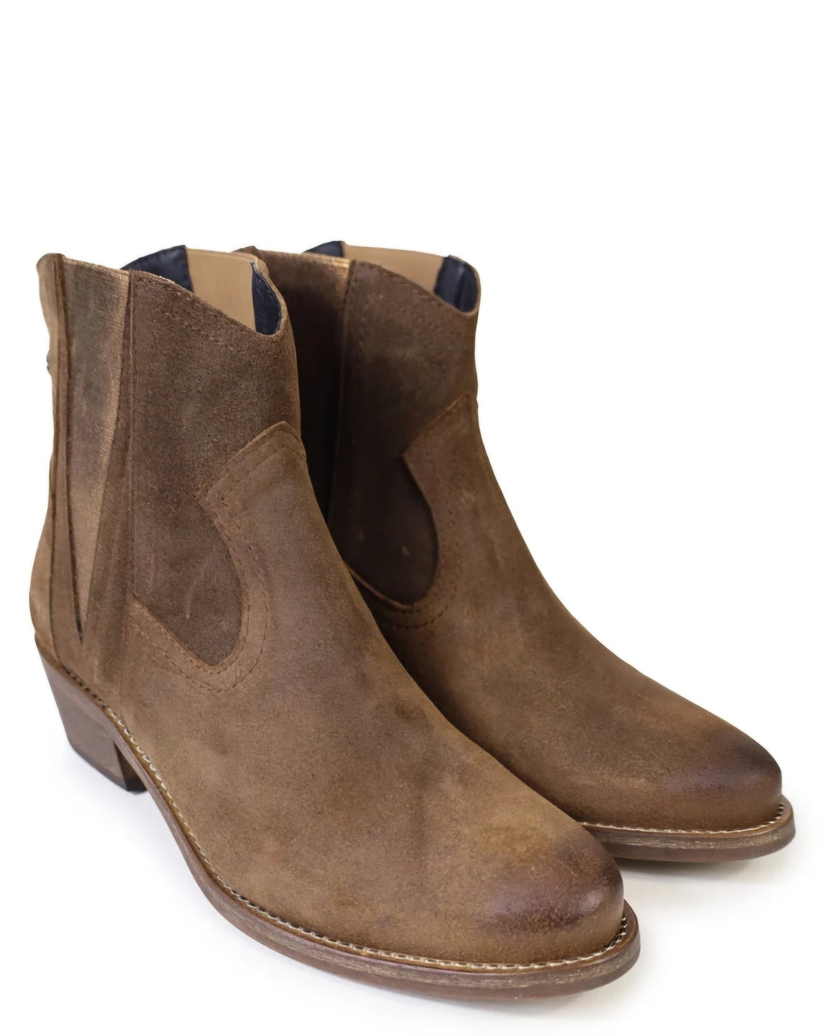 Botas Cubanas Camurça camel e salto bloco