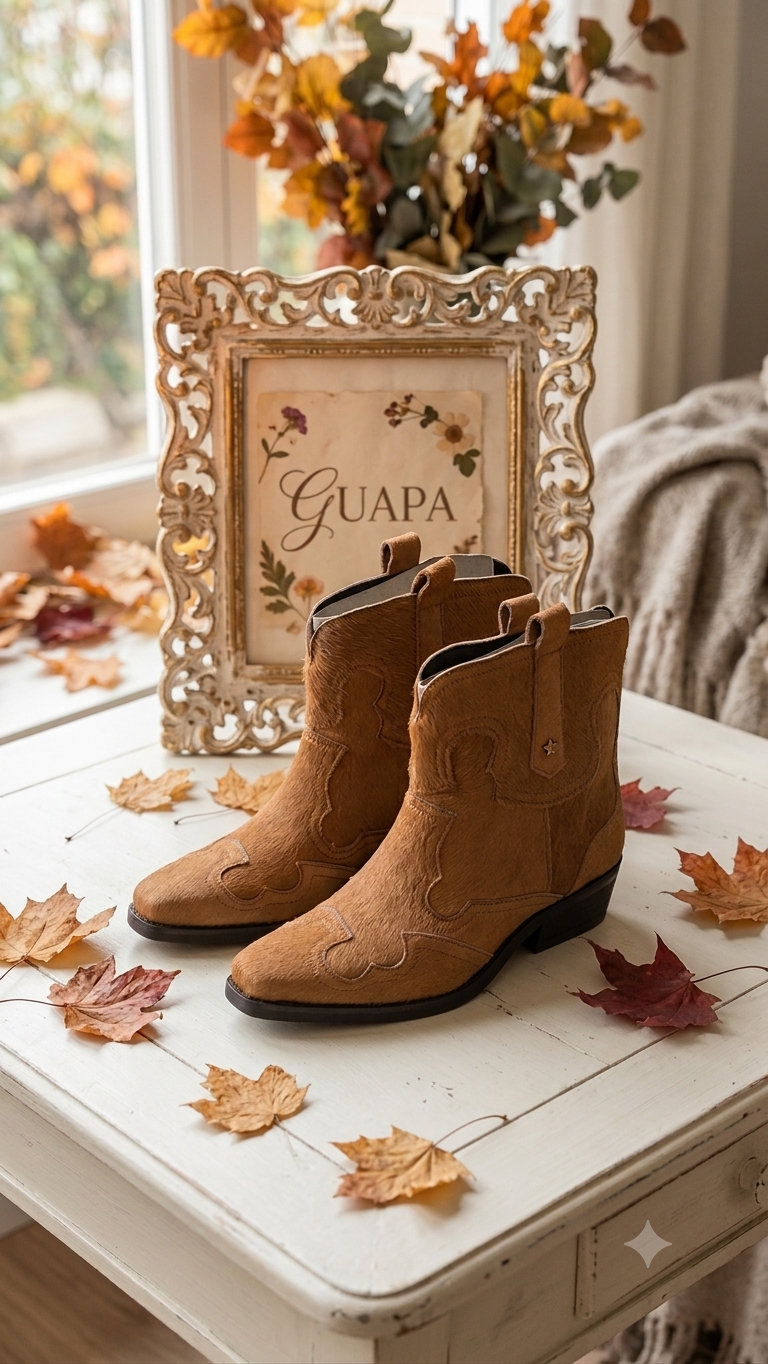 Botas Cubanas Texanas em pelo castanhas