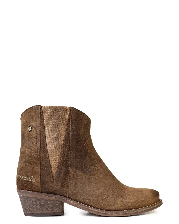 Botas Cubanas Camurça camel e salto bloco