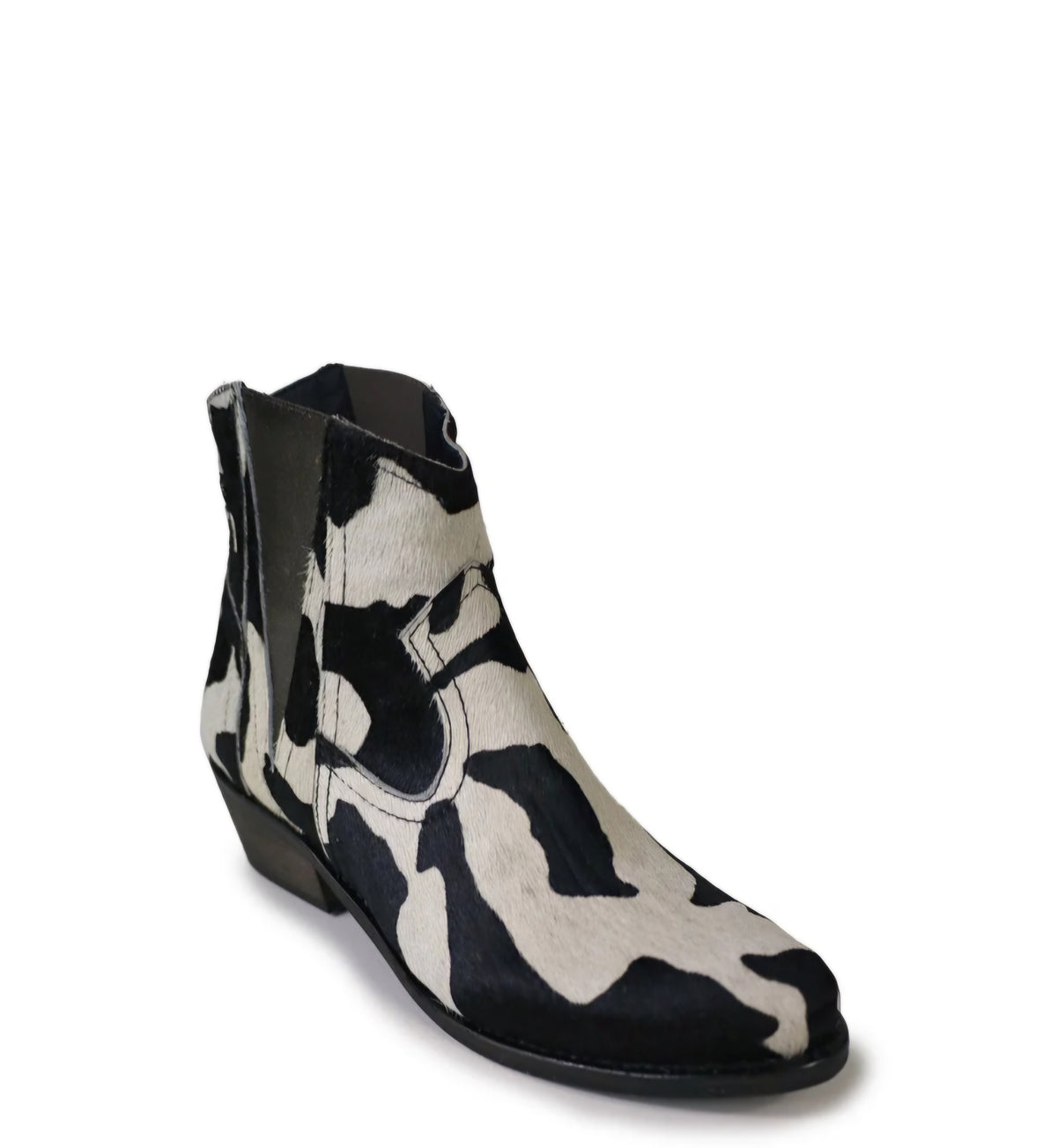 Botas Cubanas Texanas em animal print vaca preta