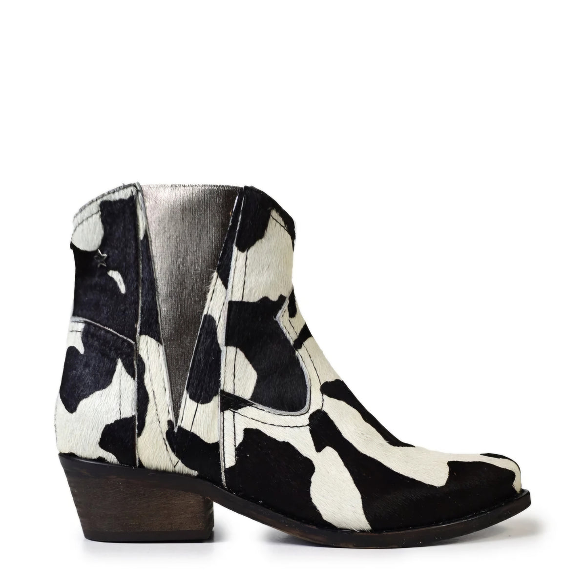 Botas Cubanas Texanas em animal print vaca preta