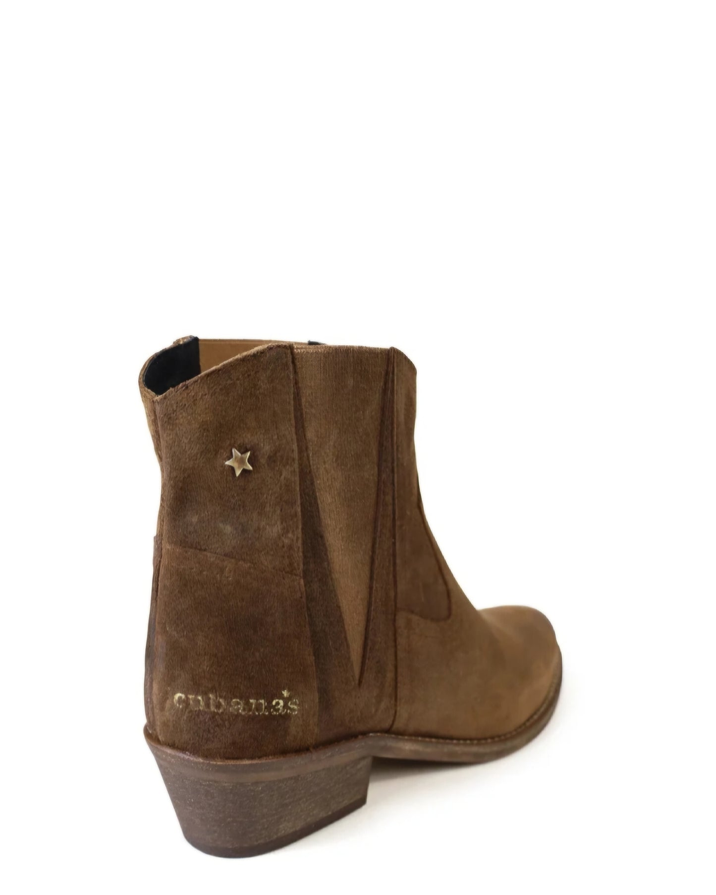 Botas Cubanas Camurça camel e salto bloco