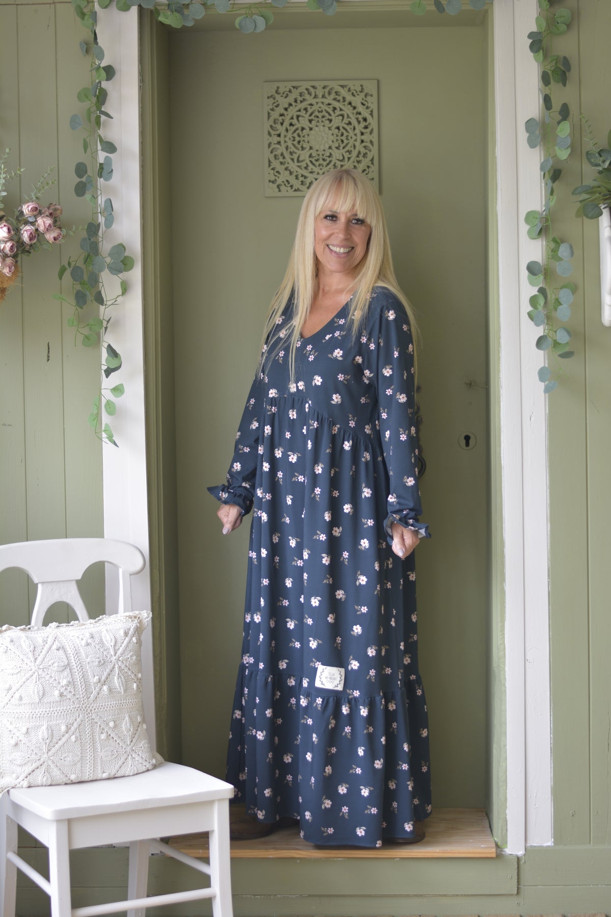 Vestido Marinho Flores
