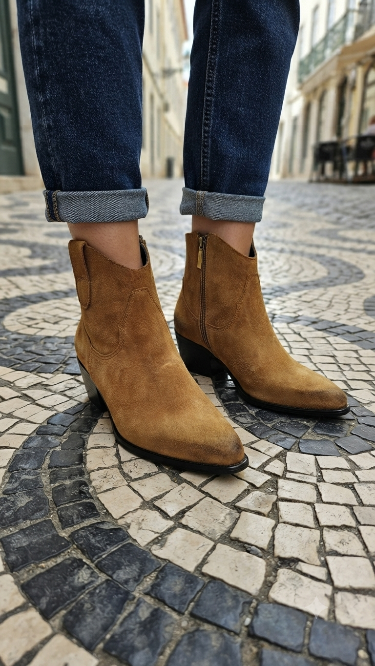 Botas Cubanas em Camurça Camel